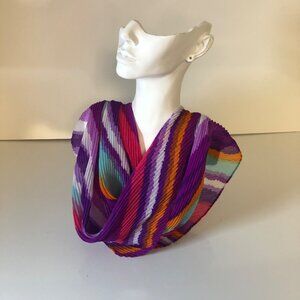 Charlotte Daniel Multicolor Pleated Scarf Polyester 25x23.5 NEW